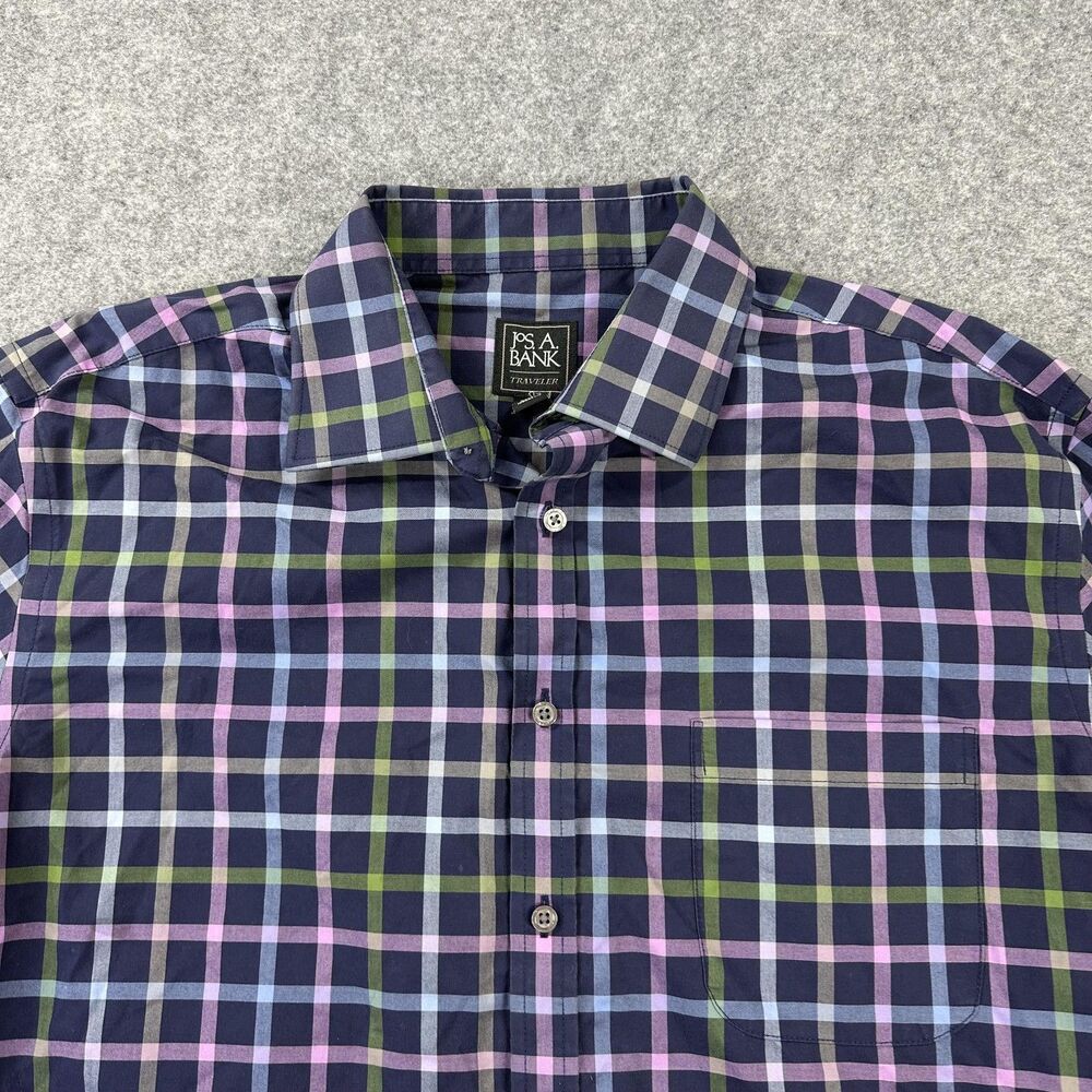 Jos A Bank Traveler Shirt Mens Large Multicolor Plaid Slim Fit Long Sleeve - Picture 2 of 8